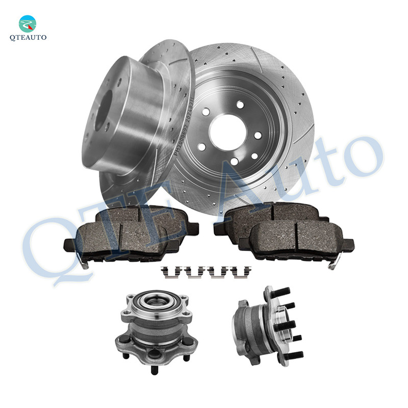 Set of 8 Rear 291.45mm Drilled Slotted Brake Disc Rotors-Wheel Hub Bearing Assembly-Ceramic Brake Pad Kit For 2007-2010 Nissan Altima Set of 8 Rear 291.45mm Drilled Slotted Brake Disc Rotors-Wheel Hub Bearing Assembly-Ceramic Brake Pad Kit For 2007-2010 Nissan Altima