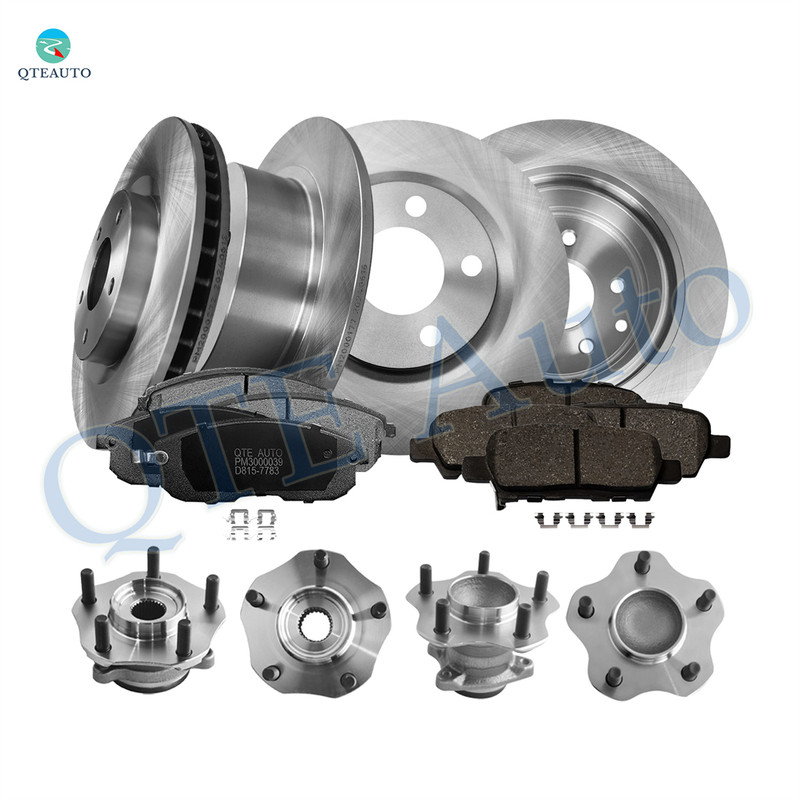 Set of 16 Front 296mm-Rear 291.5mm Brake Disc Rotors-Ceramic Brake Pad Kit-Wheel Hub Bearing Assembly For 2017-2019 Nissan Sentra