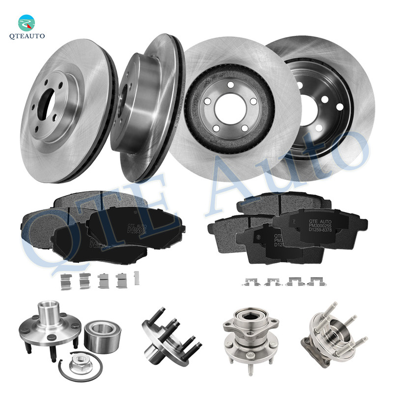 Set of 16 Front 320mm-Rear 302mm Brake Disc Rotors-Ceramic Brake Pad Kit-Wheel Hub Bearing Assembly For 2007-2010 Lincoln MKX