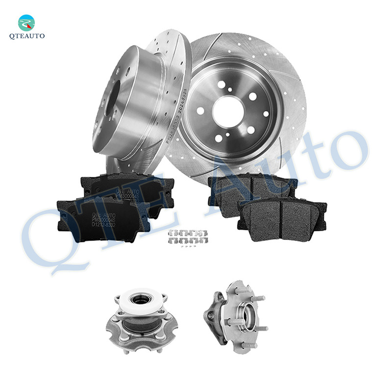 Set of 8 Rear 281mm Brake Disc Rotors-Wheel Hub Bearing Assembly-Ceramic Brake Pad Kit For 2006-2018 Toyota RAV4