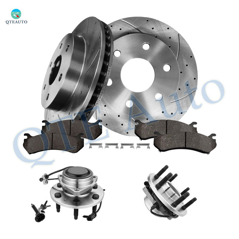 Set of 8 Front 305mm Drilled Slotted Brake Disc Rotors-Wheel Hub Bearing Assembly-Ceramic Brake Pad Kit For 2005 2006 GMC Yukon XL 1500 RWD Set of 8 Front 305mm Drilled Slotted Brake Disc Rotors-Wheel Hub Bearing Assembly-Ceramic Brake Pad Kit For 2005 2006 GMC Yukon XL 1500 RWD