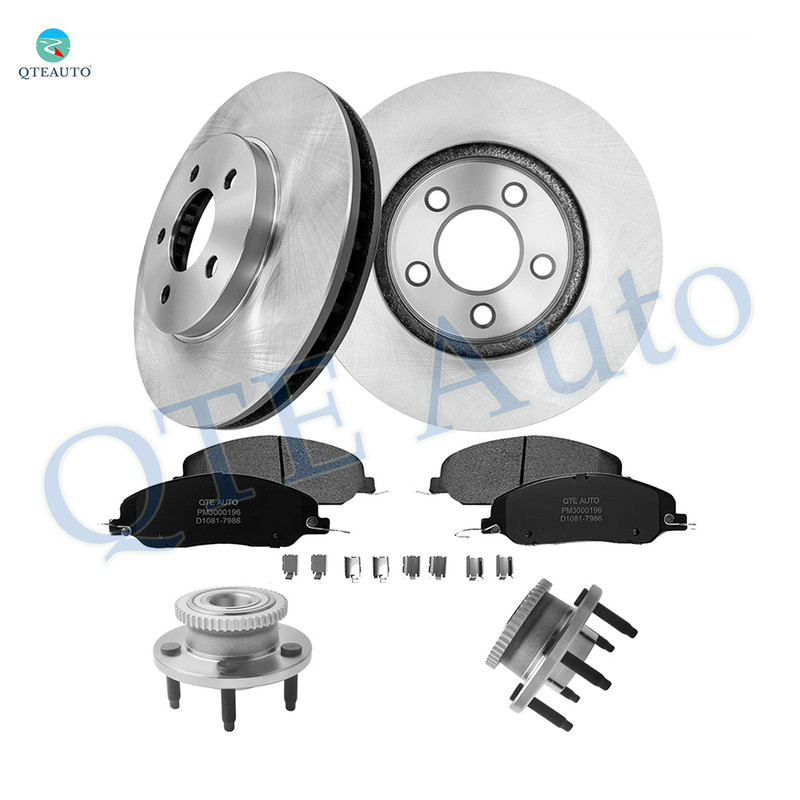Set of 8 Front 293mm Brake Disc Rotors-D1081 7986 Ceramic Brake Pad Kit-Wheel Hub Bearing Assembly For 2005-2010 Ford Mustang
