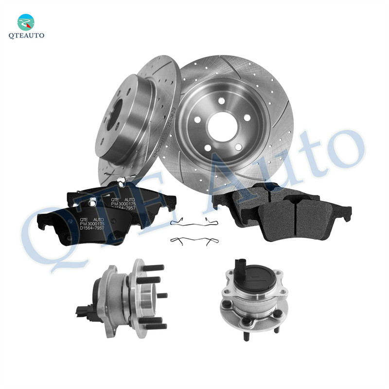 Set of 8 Rear 271mm Drilled Slotted Brake Disc Rotors-D1564 7957 Ceramic Brake Pad Kit-Wheel Hub Bearing Assembly For 2012-2018 Ford Focus Set of 8 Rear 271mm Drilled Slotted Brake Disc Rotors-D1564 7957 Ceramic Brake Pad Kit-Wheel Hub Bearing Assembly For 2012-2018 Ford Focus