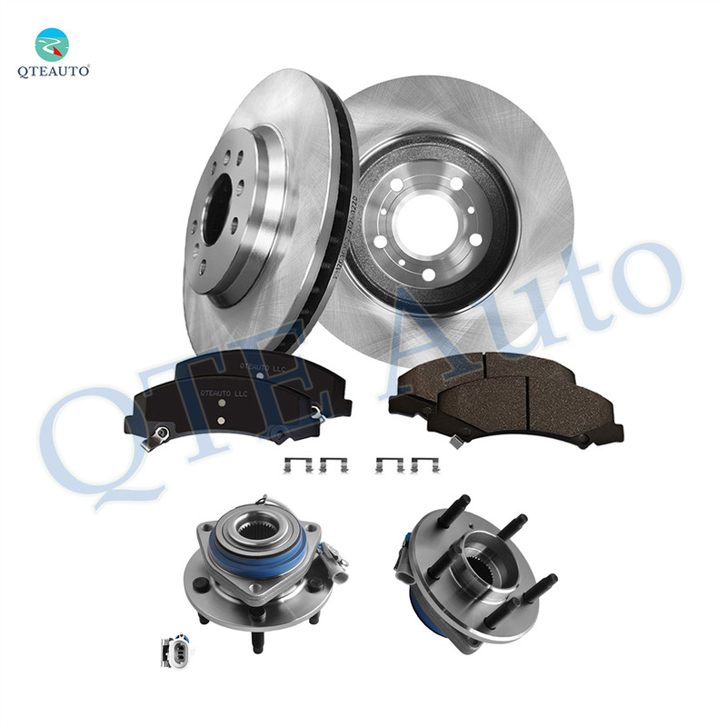 Set of 8 Front 302.95mm Drilled Slotted Brake Disc Rotors-Wheel Hub Bearing Assembly-Ceramic Brake Pad Kit For 2006 2007 Chevrolet Monte Carlo D1159 8269