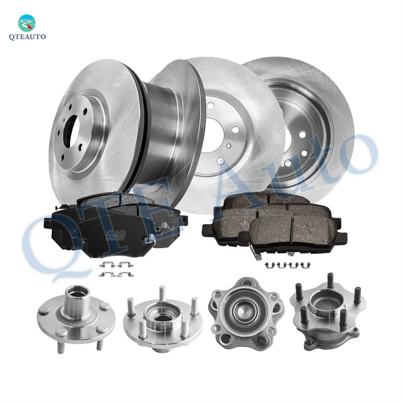 Set of 16 Front 320mm-Rear 291.5mm Brake Disc Rotors-Ceramic Brake Pad Kit-Wheel Hub Bearing Assembly For 2005 2006 Nissan Altima