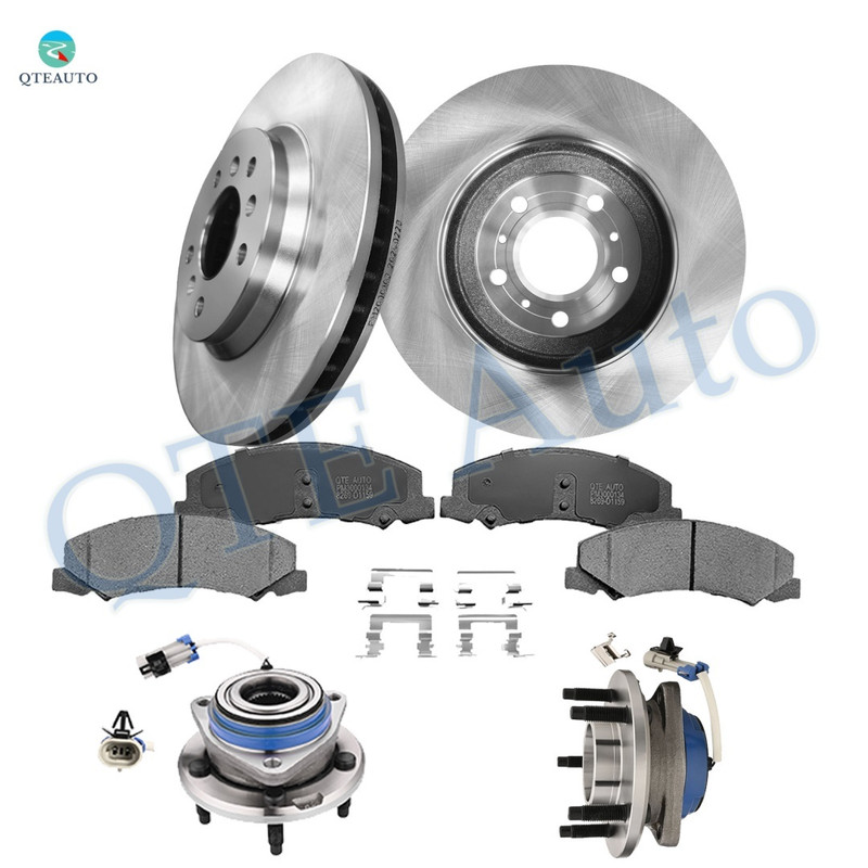 Set of 8 Front 302.95mm Drilled Slotted Brake Disc Rotors-Wheel Hub Bearing Assembly-Ceramic Brake Pad Kit For 2006-2012 Chevrolet Impala Police