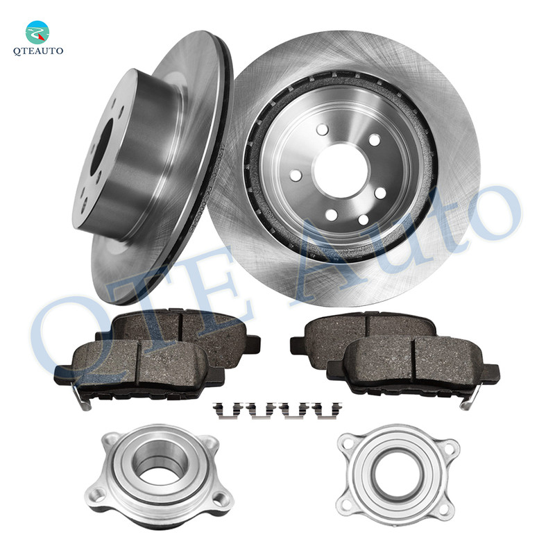 Set of 8 Rear 308mm Brake Disc Rotors-Ceramic Brake Pad Kit-Wheel Hub Bearing Assembly For 2005-2007 Infiniti G35