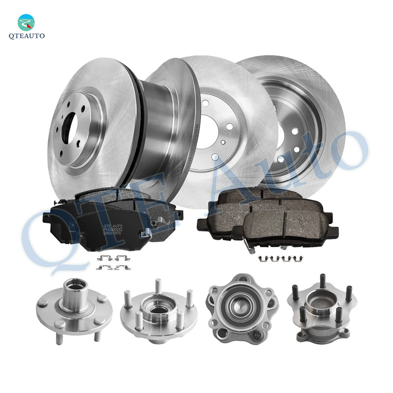 Set of 16 Front 320mm-Rear 291.5mm Brake Disc Rotors-Ceramic Brake Pad Kit-Wheel Hub Bearing Assembly For 2005 2006 Nissan Altima 4-Wheel ABS