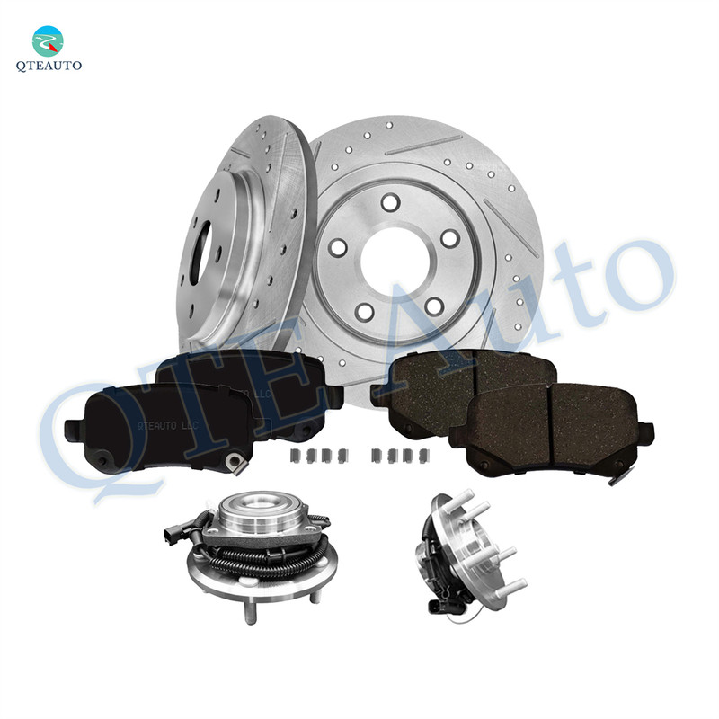 Set of 8 Rear 305mm Drilled Slotted Brake Disc Rotors-Wheel Hub Bearing Assembly-Ceramic Brake Pad Kit For 2008-2011 Dodge Grand Caravan Set of 8 Rear 305mm Drilled Slotted Brake Disc Rotors-Wheel Hub Bearing Assembly-Ceramic Brake Pad Kit For 2008-2011 Dodge Grand Caravan