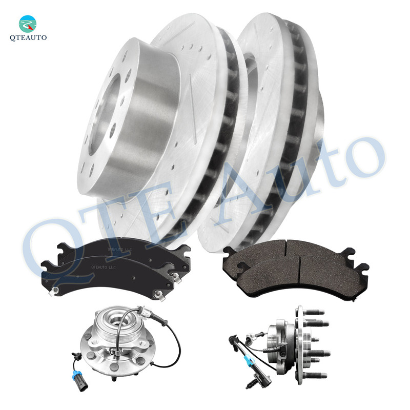 Set of 8 Front Wheel Hub Bearing Assembly-325mm Drilled Slotted Brake Disc Rotors-Ceramic Brake Pad Kit For 2007-2010 GMC Sierra 2500 HD Set of 8 Front Wheel Hub Bearing Assembly-325mm Drilled Slotted Brake Disc Rotors-Ceramic Brake Pad Kit For 2007-2010 GMC Sierra 2500 HD
