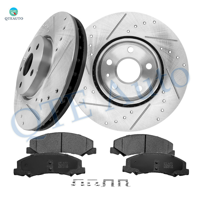 Set of 6 Front 321mm Drilled Slotted Brake Disc Rotors-D1159 8269 Ceramic Brake Pad Kit For 2014 2015 Chevrolet Impala Set of 6 Front 321mm Drilled Slotted Brake Disc Rotors-D1159 8269 Ceramic Brake Pad Kit For 2014 2015 Chevrolet Impala
