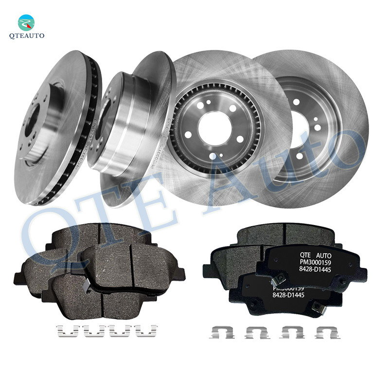 Set of 12 Front 300mm-Rear 284mm Brake Disc Rotors-Ceramic Brake Pad Kit For 2011-2014 Hyundai Sonata Front 8595-D1444