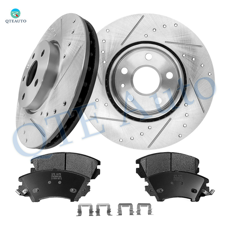 Set of 6 Front 321mm Drilled Slotted Brake Disc Rotors-Ceramic Brake Pad Kit For 2010-2015 Chevrolet Camaro