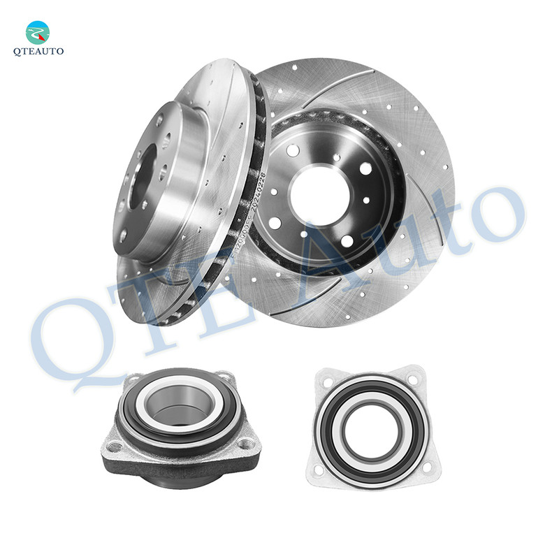 Set of 4 Front 260mm Drilled Slotted Brake Disc Rotors-Wheel Hub Bearing Assembly For 1998 1999 Acura CL