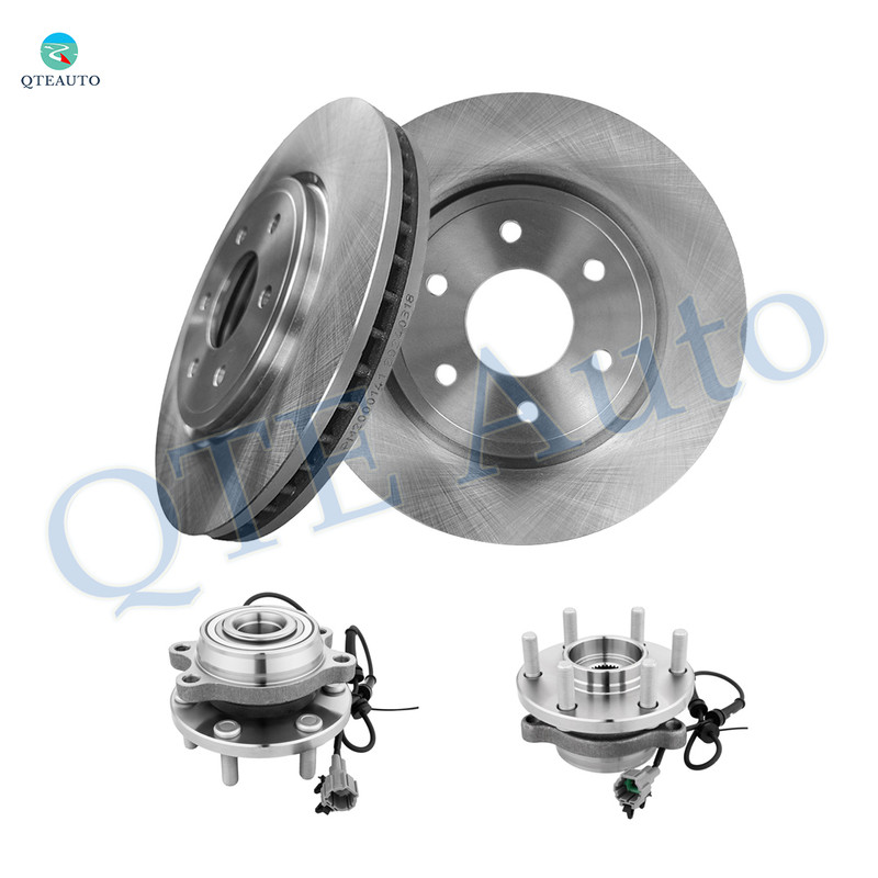 Set of 4 Front 296mm Brake Disc Rotors-Wheel Hub Bearing Assembly For 2005-2009 2011 2012 Nissan Pathfinder 4WD