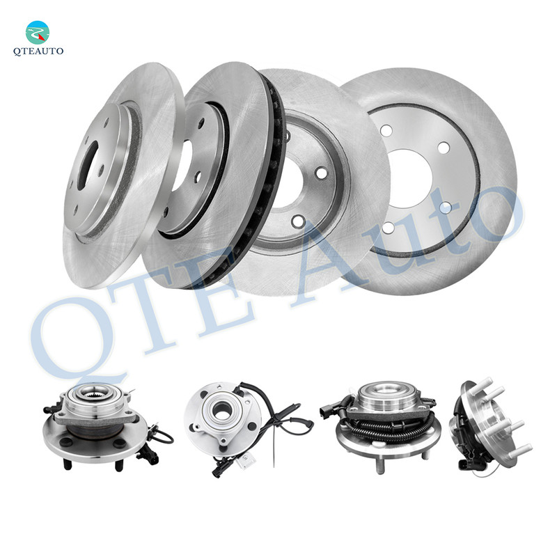 Set of 8 Front 302mm-Rear 305mm Brake Disc Rotors-Wheel Hub Bearing Assembly For 2008-2011 Chrysler Town & Country