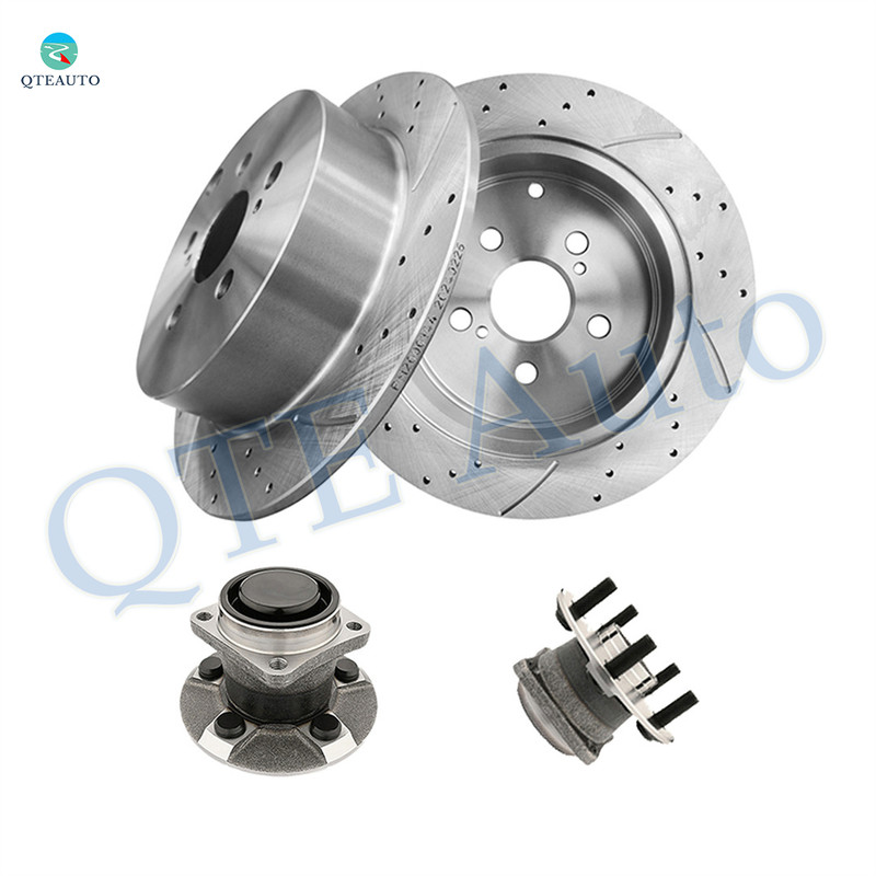 Set of 4 Rear 269mm Drilled Slotted Brake Disc Rotors-Wheel Hub Bearing Assembly For 2000-2005 Toyota Celica Non-ABS