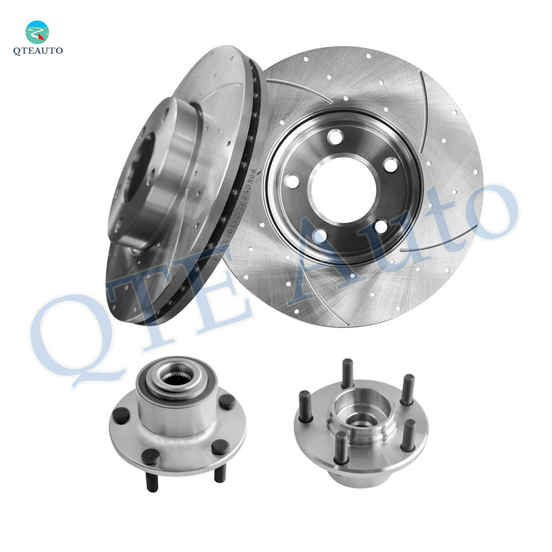 Set of 4 Front 278mm Drilled Slotted Brake Disc Rotors-Wheel Hub Bearing Assembly For 2004 2005 Mazda 3 Set of 4 Front 278mm Drilled Slotted Brake Disc Rotors-Wheel Hub Bearing Assembly For 2004 2005 Mazda 3