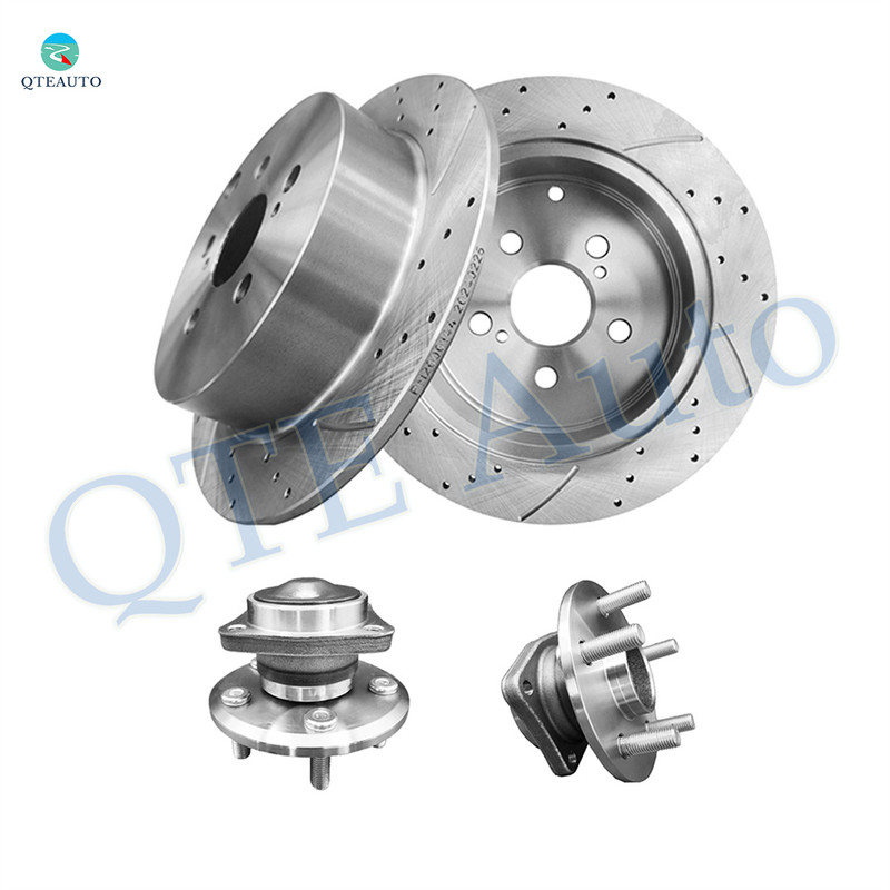 Set of 4 Rear 269mm Drilled Slotted Brake Disc Rotors-Wheel Hub Bearing Assembly For 2003-2006 Pontiac Vibe 4-Wheel ABS