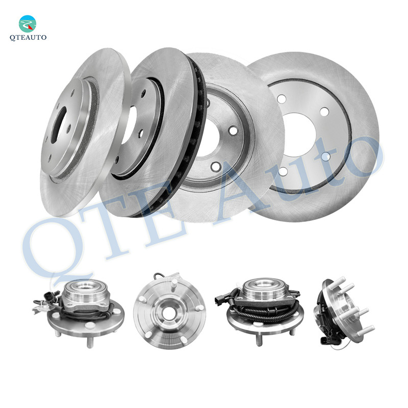 Set of 8 Front 302mm-Rear 305mm Brake Disc Rotors-Wheel Hub Bearing Assembly For 2008-2010 Chrysler Town & Country