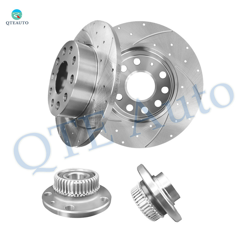 Set of 4 Rear 260mm Brake Disc Rotors-Wheel Hub Bearing Assembly For 2005 Volkswagen Jetta