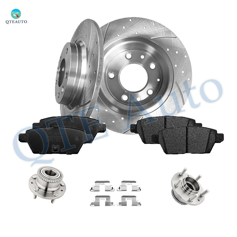 Set of 8 Rear 280mm Drilled Slotted Brake Disc Rotors-Ceramic Brake Pad Kit-Wheel Hub Bearing Assembly For 2007-2012 Lincoln MKZ Set of 8 Rear 280mm Drilled Slotted Brake Disc Rotors-Ceramic Brake Pad Kit-Wheel Hub Bearing Assembly For 2007-2012 Lincoln MKZ