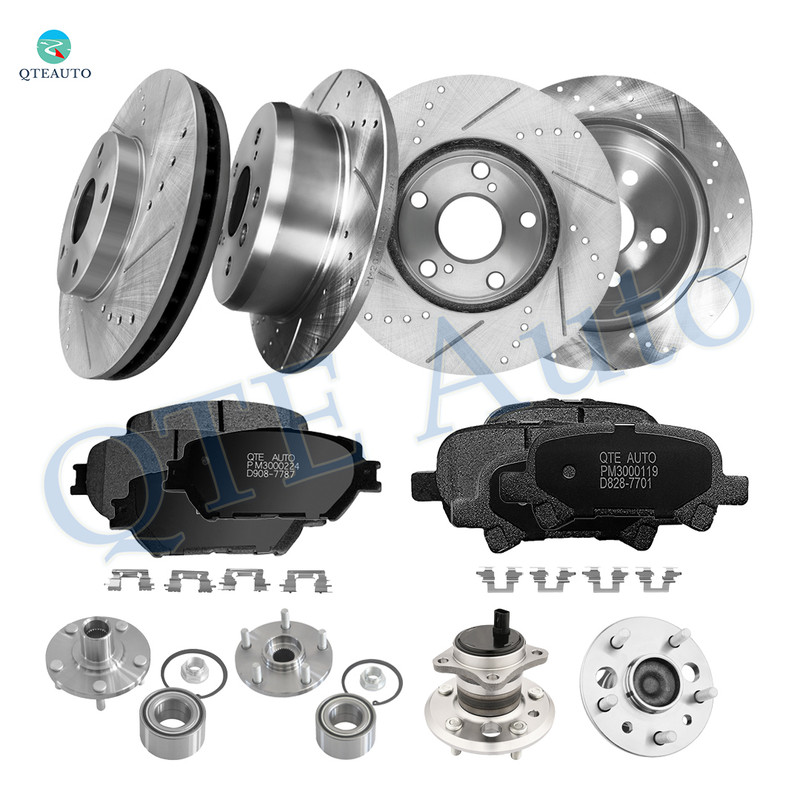 Set of 16 Front 275mm-Rear 269mm Drilled Slotted Brake Disc Rotors-Rear D828 7701 Ceramic Brake Pad Kit-Wheel Hub Bearing Assembly For 2002 2003 Toyota Camry Set of 16 Front 275mm-Rear 269mm Drilled Slotted Brake Disc Rotors-Rear D828 7701 Ceramic Brake Pad Kit-Wheel Hub Bearing Assembly For 2002 2003 Toyota Camry