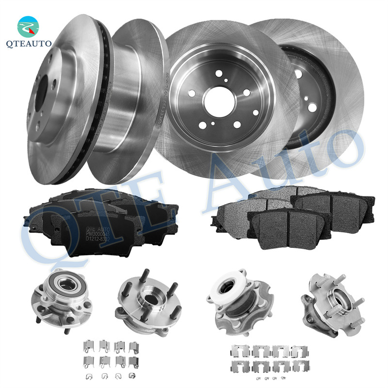 Set of 16 Front 275mm-Rear 281mm Brake Disc Rotors-Ceramic Brake Pad Kit-Wheel Hub Bearing Assembly For 2007-2012 Toyota RAV4