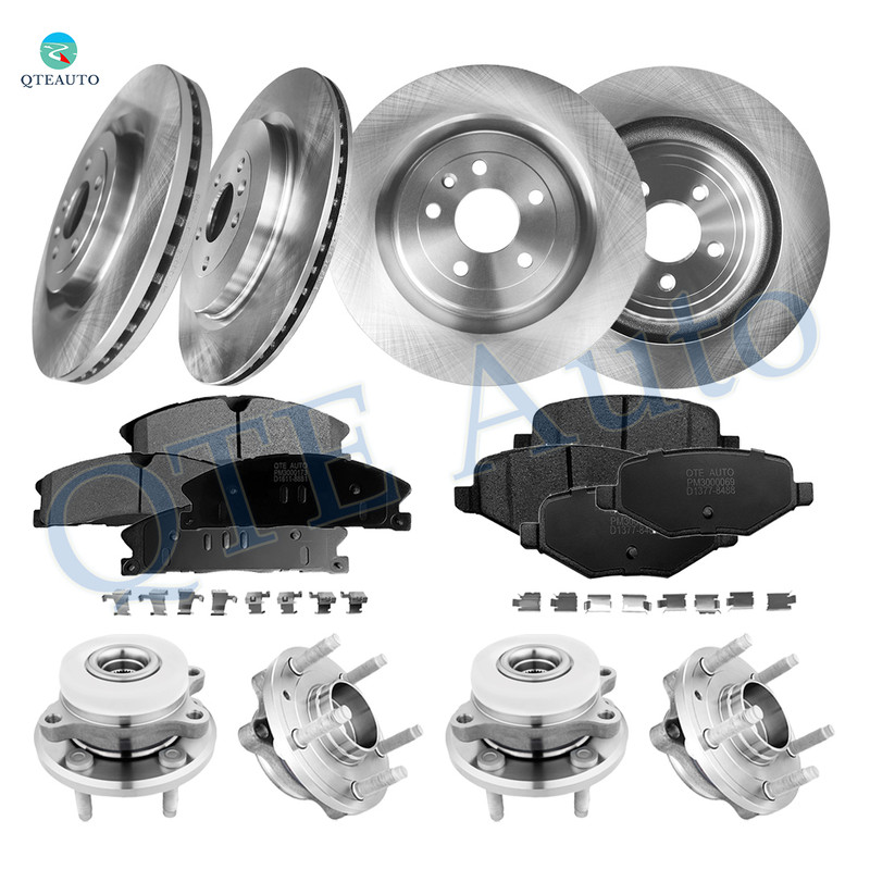 Set of 16 Front 352mm-Rear 345mm Brake Disc Rotors-Ceramic Brake Pad Kit-Wheel Hub Bearing Assembly For 2013-2019 Ford Flex Front D1611 8881