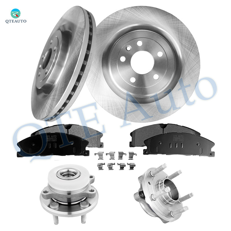 Set of 8 Front 352mm Brake Disc Rotors-Ceramic Brake Pad Kit-Wheel Hub Bearing Assembly For 2013-2016 Lincoln MKS
