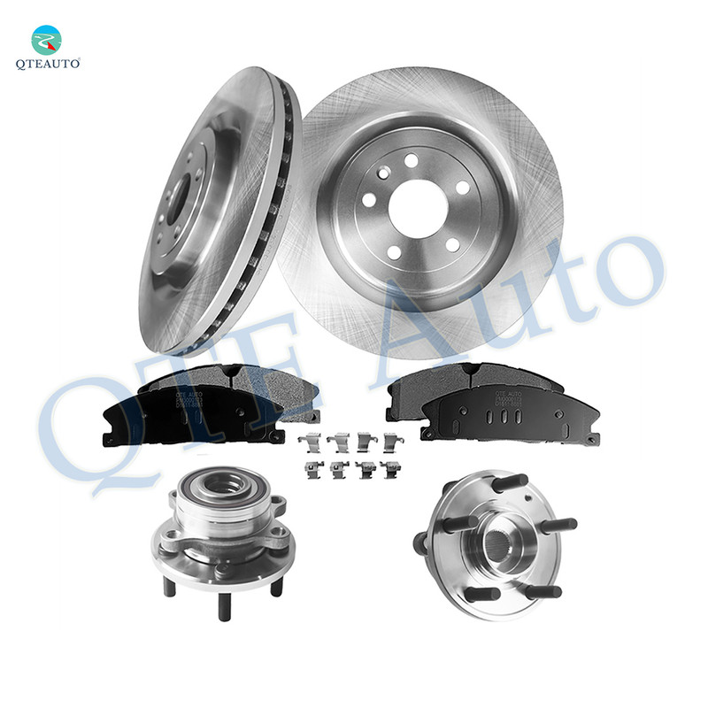 Set of 8 Front 352mm Brake Disc Rotors-Ceramic Brake Pad Kit-Wheel Hub Bearing Assembly For 2013-2019 Ford Police Interceptor Utility