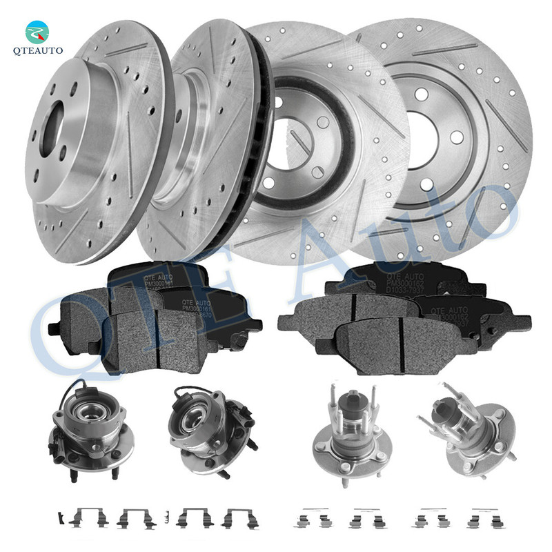 Set of 16 Front 296mm-Rear 270mm Drilled Slotted Brake Disc Rotors-Ceramic Brake Pad Kit-Wheel Hub Bearing Assembly For 2008 2009 Pontiac G5 Set of 16 Front 296mm-Rear 270mm Drilled Slotted Brake Disc Rotors-Ceramic Brake Pad Kit-Wheel Hub Bearing Assembly For 2008 2009 Pontiac G5
