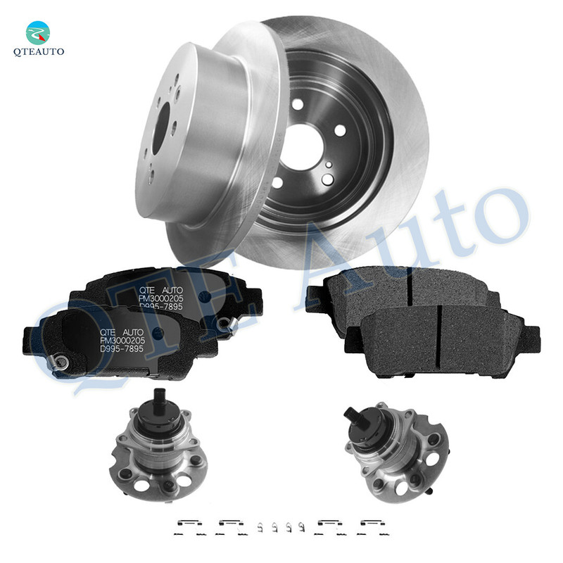 Set of 8 Rear 290mm Brake Disc Rotors-Ceramic Brake Pad Kit-Wheel Hub Bearing Assembly For 2004-2010 Toyota Sienna