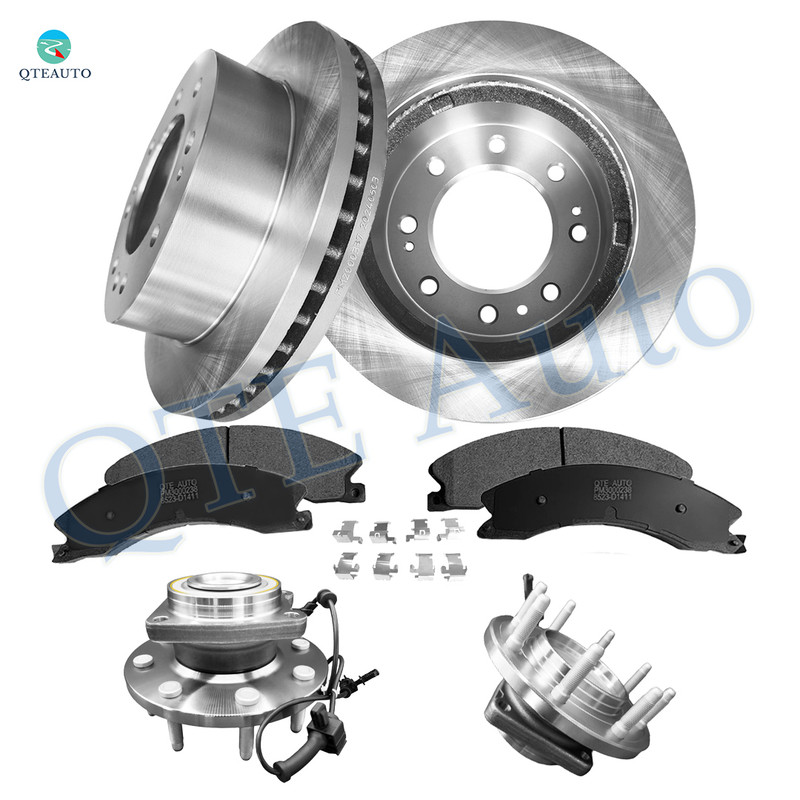 Set of 8 Front 355mm Brake Disc Rotors-Ceramic Brake Pad Kit-Wheel Hub Bearing Assembly For 2011-2015 Chevrolet Silverado 3500 HD