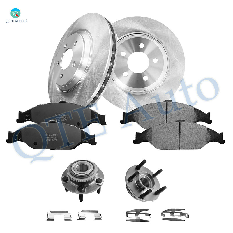 Set of 8 Front Brake Disc Rotors 330mm-Wheel Hub Bearing Assembly-Ceramic Brake Pad Kit For 2001 Ford Mustang