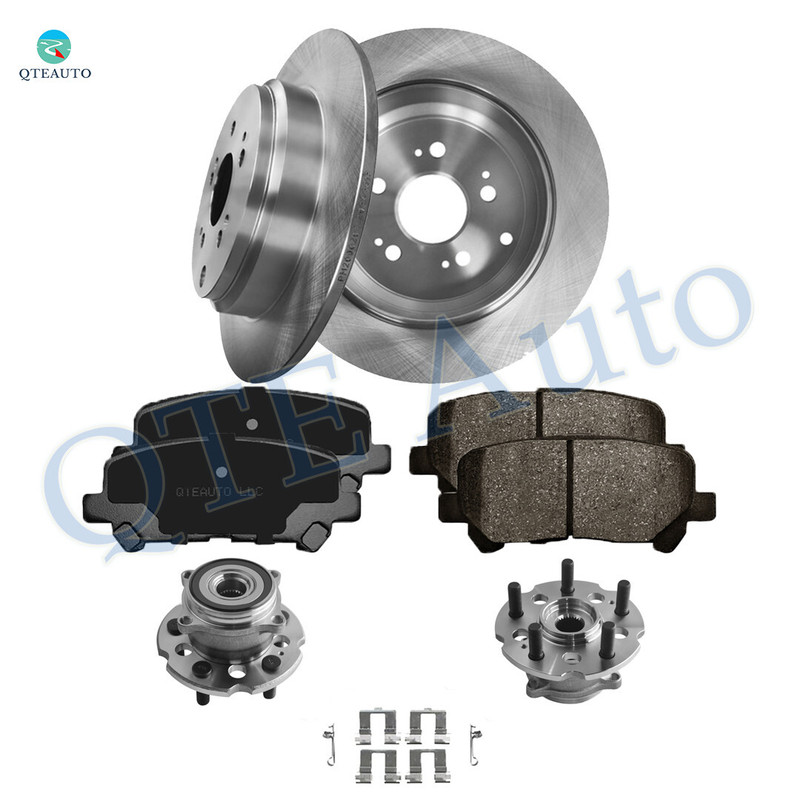 Set of 8 Rear 334mm Brake Disc Rotors-Ceramic Brake Pad Kit-Wheel Hub Bearing Assembly For 2009-2011 Honda Pilot