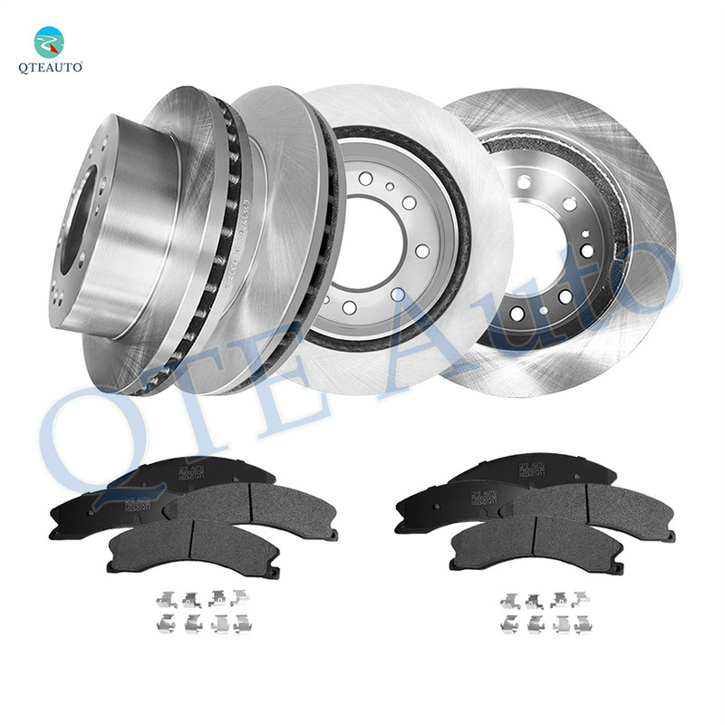 Set of 12 Front 355mm-Rear 360mm Brake Disc Rotors-Ceramic Brake Pad Kit For 2011-2015 Chevrolet Silverado 3500 HD