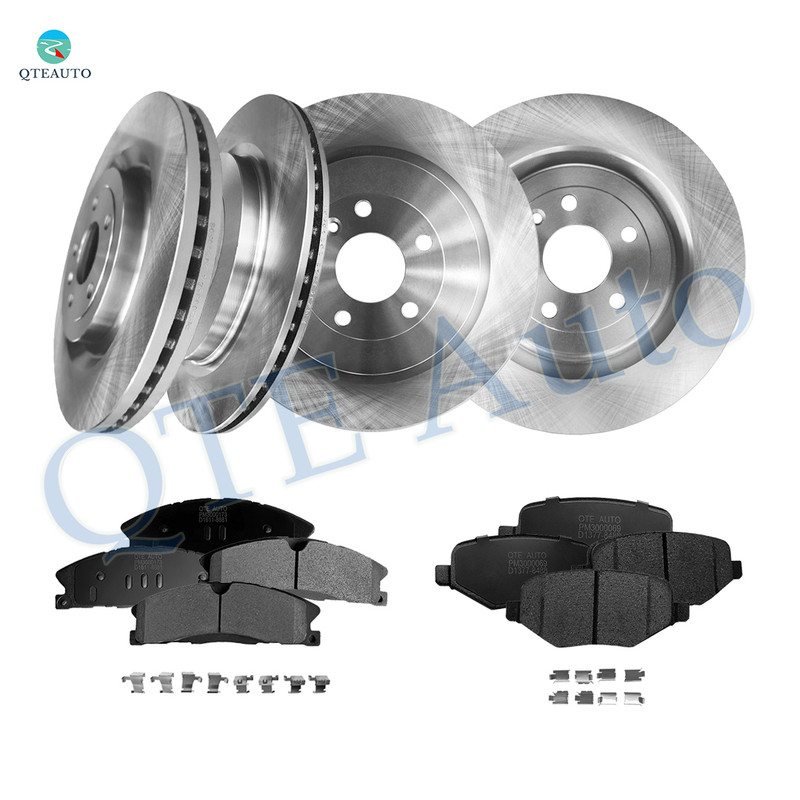 Set of 12 Front 352mm-Rear 345mm Brake Disc Rotors-Ceramic Brake Pad Kit For 2013-2019 Ford Flex