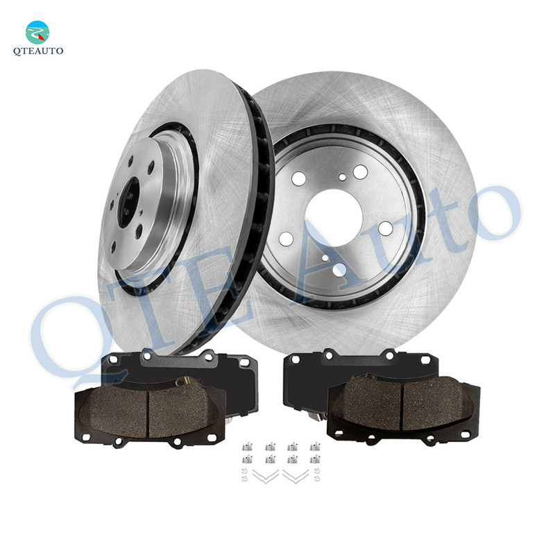 Set of 6 Front 328mm Brake Disc Rotors-Ceramic Brake Pad Kit For 2008-2019 Toyota Highlander