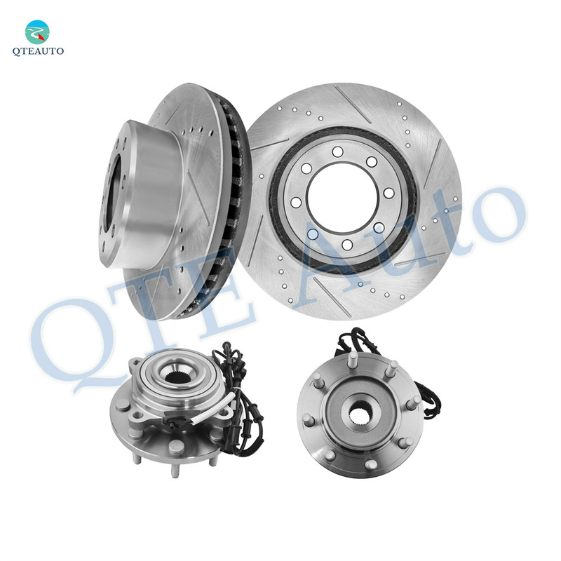 Set of 4 Front 360mm Drilled Slotted Brake Disc Rotors-Wheel Hub Bearing Assembly For 2014-2018 RAM 2500