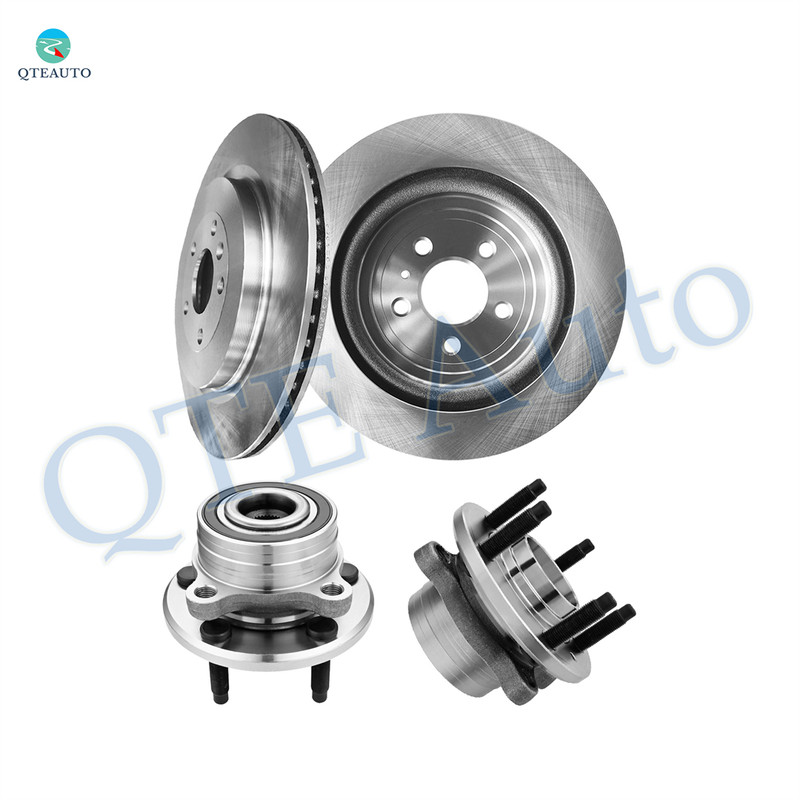 Set of 4 Rear 345mm Brake Disc Rotors-Wheel Hub Bearing Assembly For 2013-2019 Ford Police Interceptor Utility