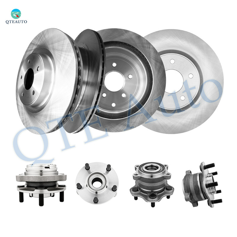 Set of 8 Front 320mm-Rear 308mm Brake Disc Rotors-Wheel Hub Bearing Assembly For 2015-2020 Nissan Pathfinder FWD
