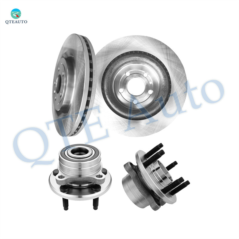 Set of 4 Front 352mm Brake Disc Rotors-Wheel Hub Bearing Assembly For 2013-2019 Ford Police Interceptor Utility