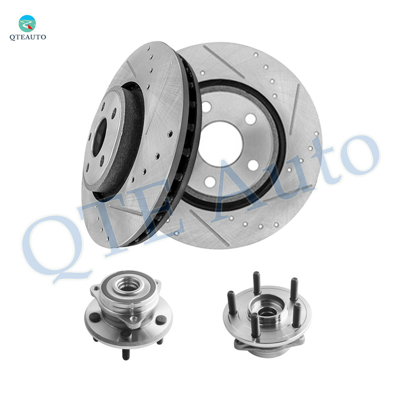 Set of 4 Front 350mm Drilled Slotted Brake Disc Rotors-Wheel Hub Bearing Assembly For 2011-2020 Jeep Grand Cherokee