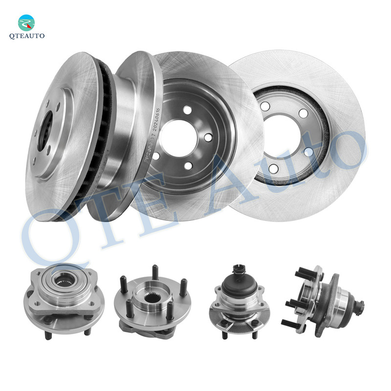 Set of 8 Front 280.9mm-Rear 289.95mm Brake Disc Rotors-Wheel Hub Bearing Assembly For 2001-2007 Dodge Grand Caravan