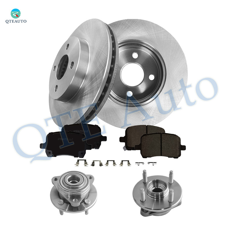 Set of 8 Front 256.05mm Brake Disc Rotors-Ceramic Brake Pad Kit-Wheel Hub Bearing Assembly For 2005 2007 Chevrolet Cobalt Non-ABS