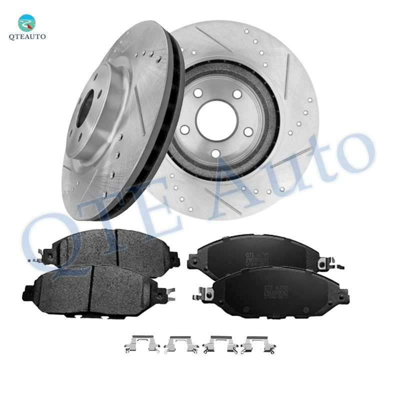 Set of 6 Front 320mm Drilled Slotted Brake Disc Rotors-Ceramic Brake Pad Kit For 2016-2019 Infiniti QX60