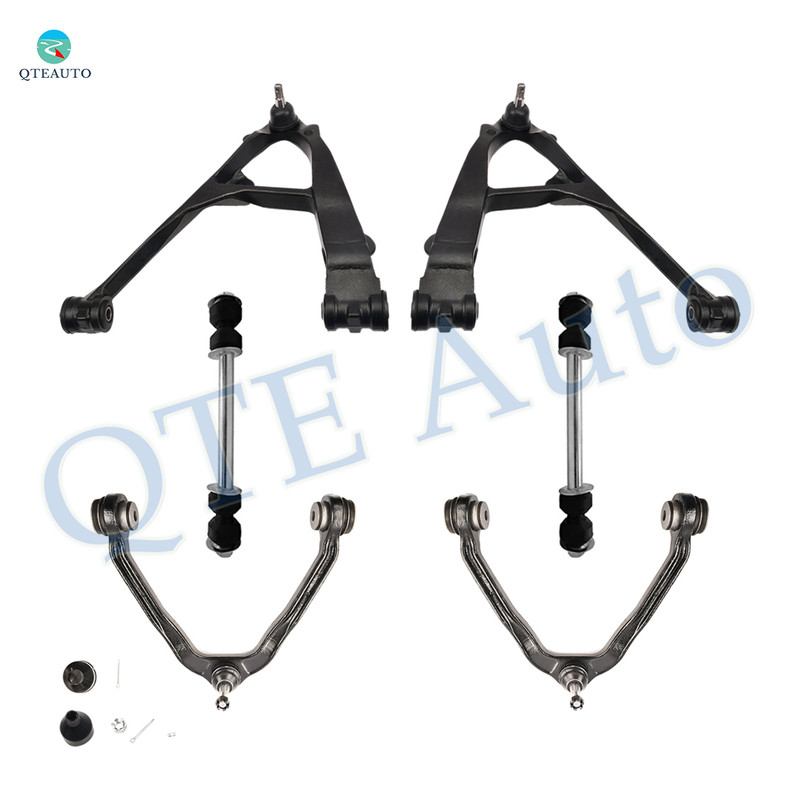 Set of 6 Front Upper and Lower Control Arm Ball Joint-Sway Bar Link For 2003-2006 Cadillac Escalade ESV Standard Bushing
