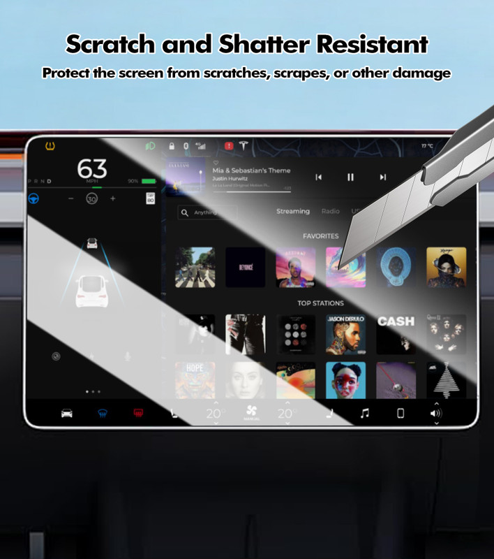 PM Auto Tempered Glass Screen Protector Replacement For 2020-2025 Tesla Model Y 15 inches Touch Screen Protector Anti-Glare/Anti Fingerprint w/ Alignment Kit w/o Juniper