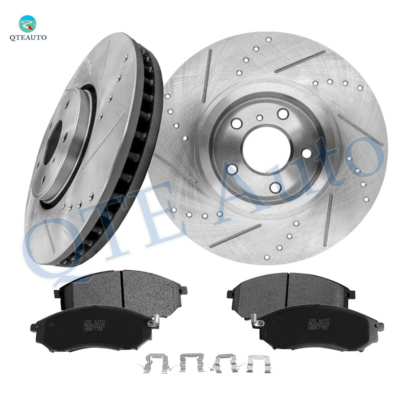 Set of 6 Front 319.6mm Drilled Slotted Brake Disc Rotors-Ceramic Brake Pad Kit For 2013 Infiniti FX37 Set of 6 Front 319.6mm Drilled Slotted Brake Disc Rotors-Ceramic Brake Pad Kit For 2013 Infiniti FX37